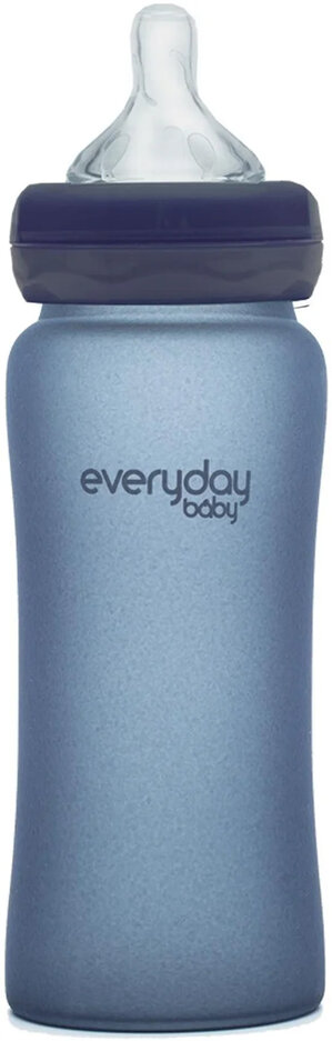 EVERYDAY BABY Láhev sklo s teplotním senzorem 300 ml Blueberry EVERYDAY