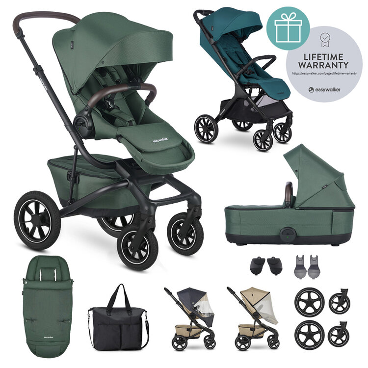 EASYWALKER Kočárek kombinovaný Jimmey Pine Green XXL AIR + RWS + Jackey XL Teal Green Easywalker