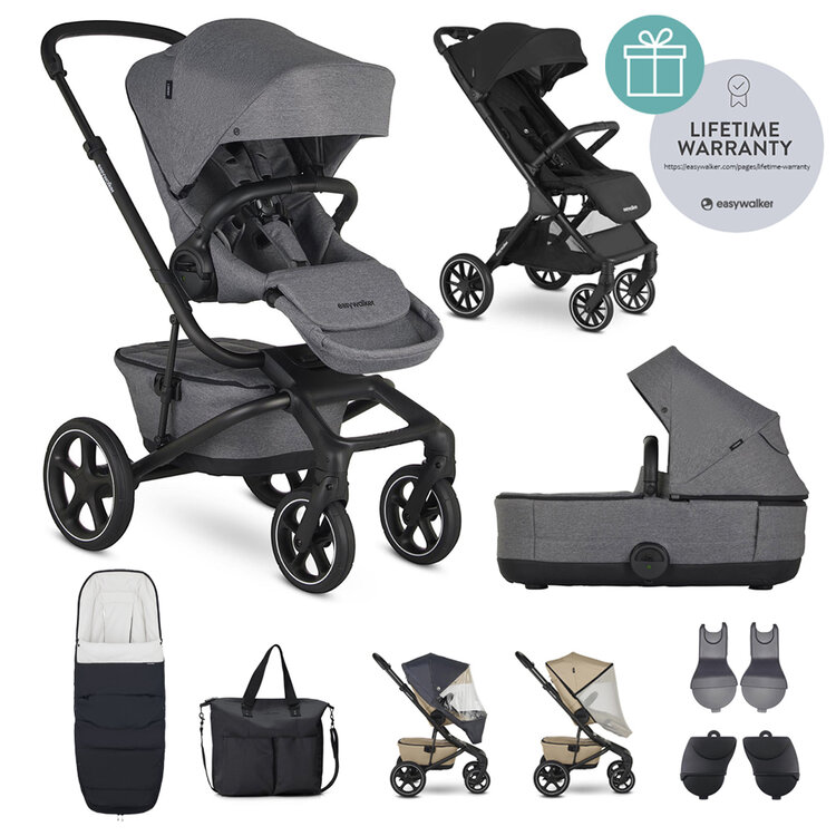 EASYWALKER Kočárek kombinovaný Jimmey Iris Grey XXL RWS + Jackey XL Shadow Black Easywalker