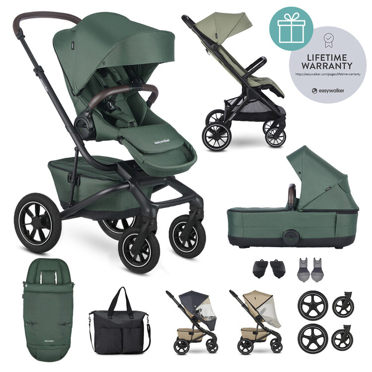 EASYWALKER Kočárek kombinovaný Jimmey Pine Green XXL AIR + RWS + Jackey XL Sage Green Easywalker