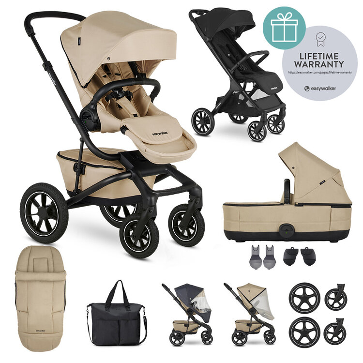 EASYWALKER Kočárek kombinovaný Jimmey Sand Taupe XXL AIR + RWS + Jackey XL Shadow Black Easywalker