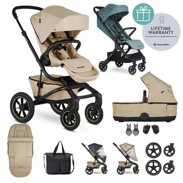 EASYWALKER Kočárek kombinovaný Jimmey Sand Taupe XXL AIR + RWS + Jackey Forest Green Easywalker