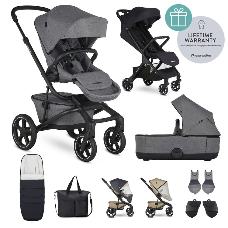 EASYWALKER Kočárek kombinovaný Jimmey Iris Grey XXL RWS + Jackey Shadow Black Easywalker