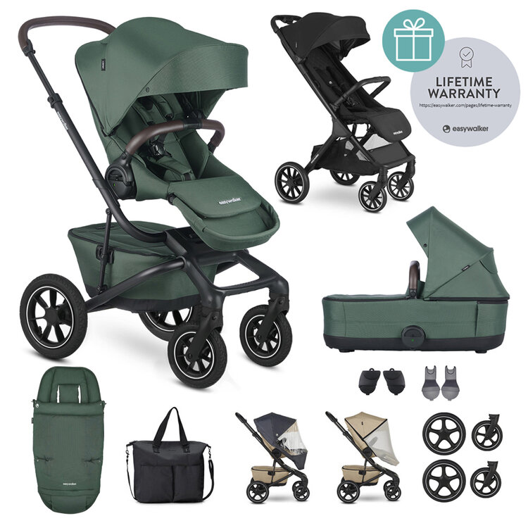 EASYWALKER Kočárek kombinovaný Jimmey Pine Green XXL AIR + RWS + Jackey XL Shadow Black Easywalker