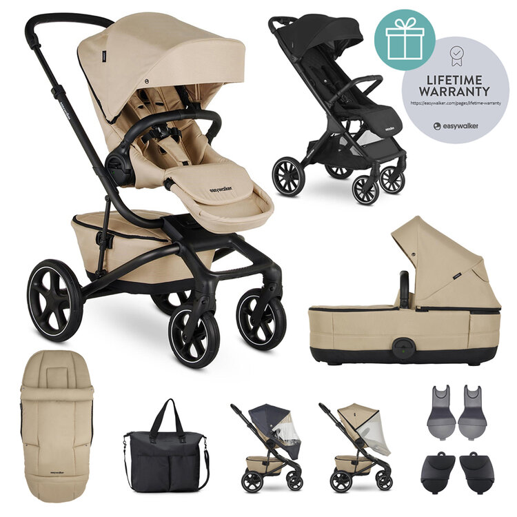 EASYWALKER Kočárek kombinovaný Jimmey Sand Taupe XXL RWS + Jackey XL Shadow Black Easywalker