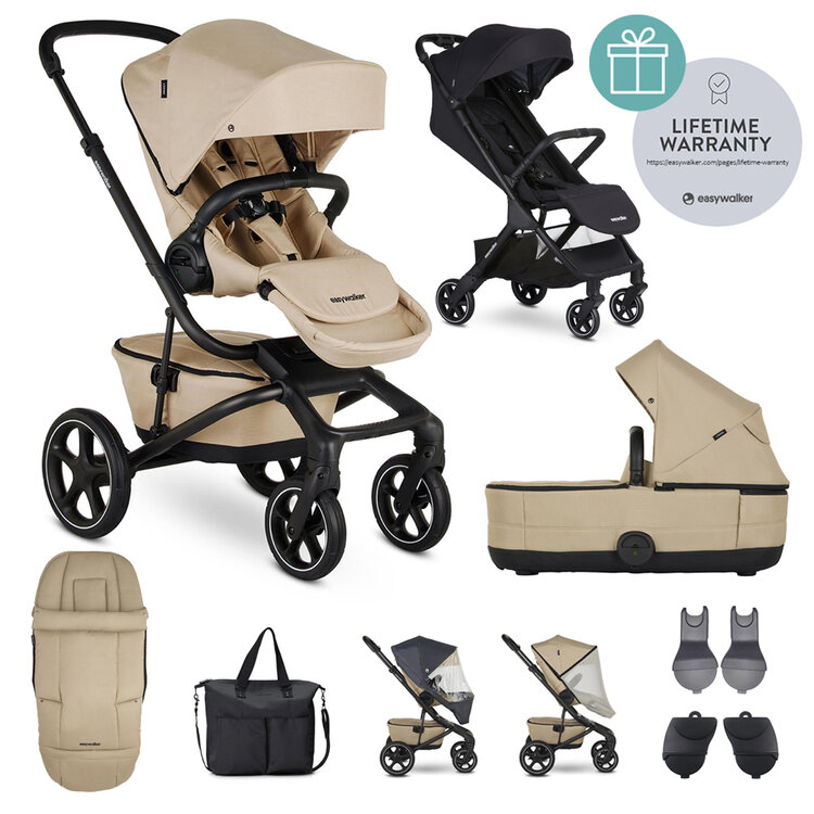 EASYWALKER Kočárek kombinovaný Jimmey Sand Taupe XXL RWS + Jackey Shadow Black Easywalker