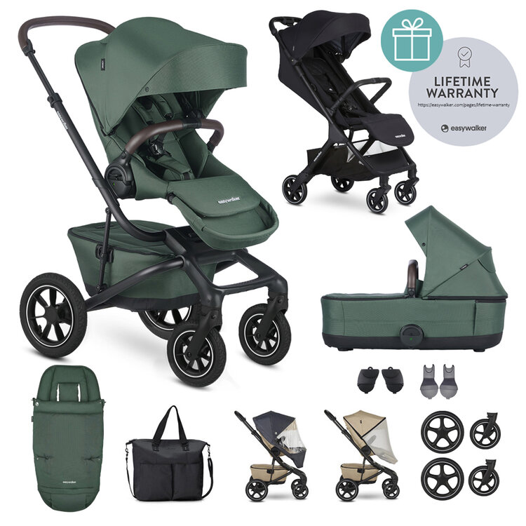 EASYWALKER Kočárek kombinovaný Jimmey Pine Green XXL AIR + RWS + Jackey Shadow Black Easywalker