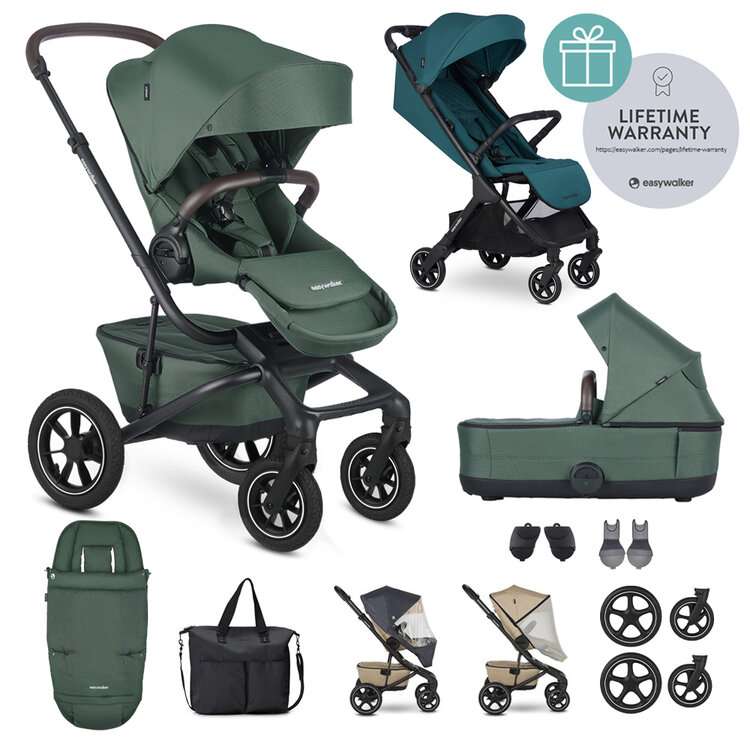 EASYWALKER Kočárek kombinovaný Jimmey Pine Green XXL AIR + RWS + Jackey Teal Green Easywalker