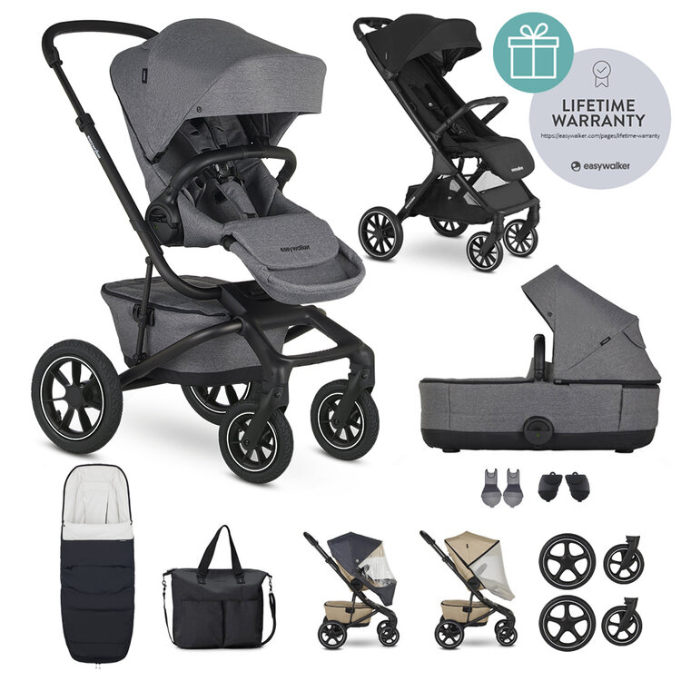 EASYWALKER Kočárek kombinovaný Jimmey Iris Grey XXL AIR + RWS + Jackey XL Shadow Black Easywalker