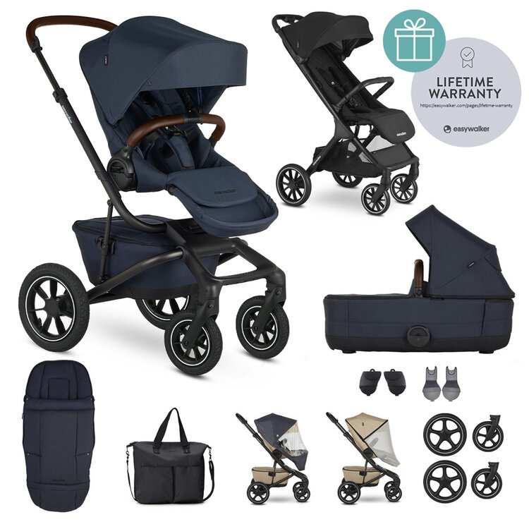 EASYWALKER Kočárek kombinovaný Jimmey Indigo Blue XXL AIR + RWS + Jackey XL Shadow Black Easywalker