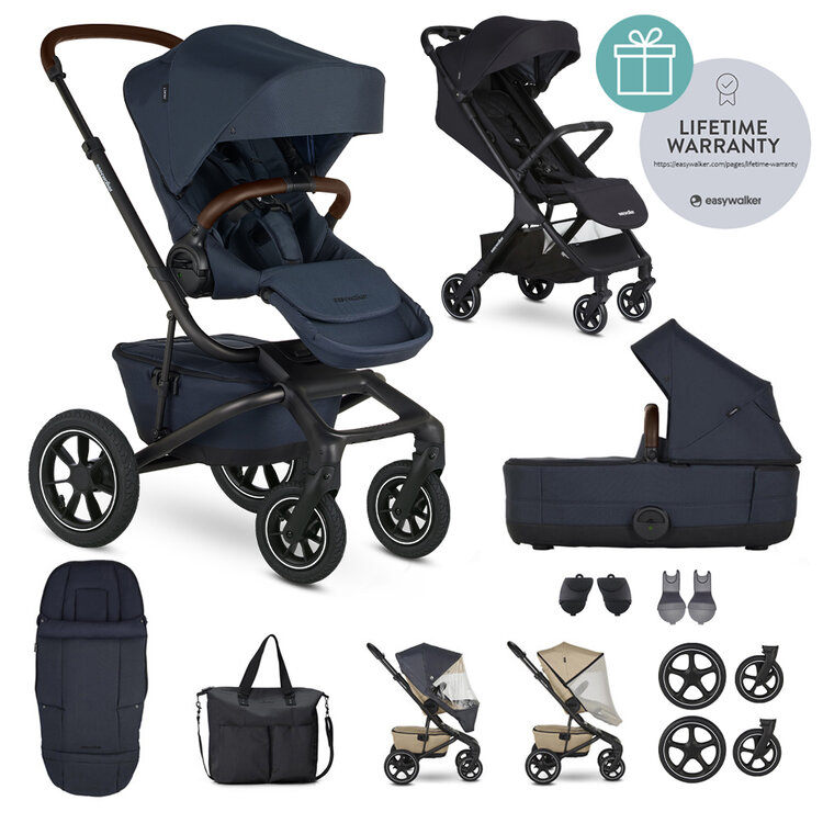 EASYWALKER Kočárek kombinovaný Jimmey Indigo Blue XXL AIR + RWS + Jackey Shadow Black Easywalker