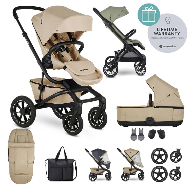 EASYWALKER Kočárek kombinovaný Jimmey Sand Taupe XXL AIR + RWS + Jackey XL Sage Green Easywalker