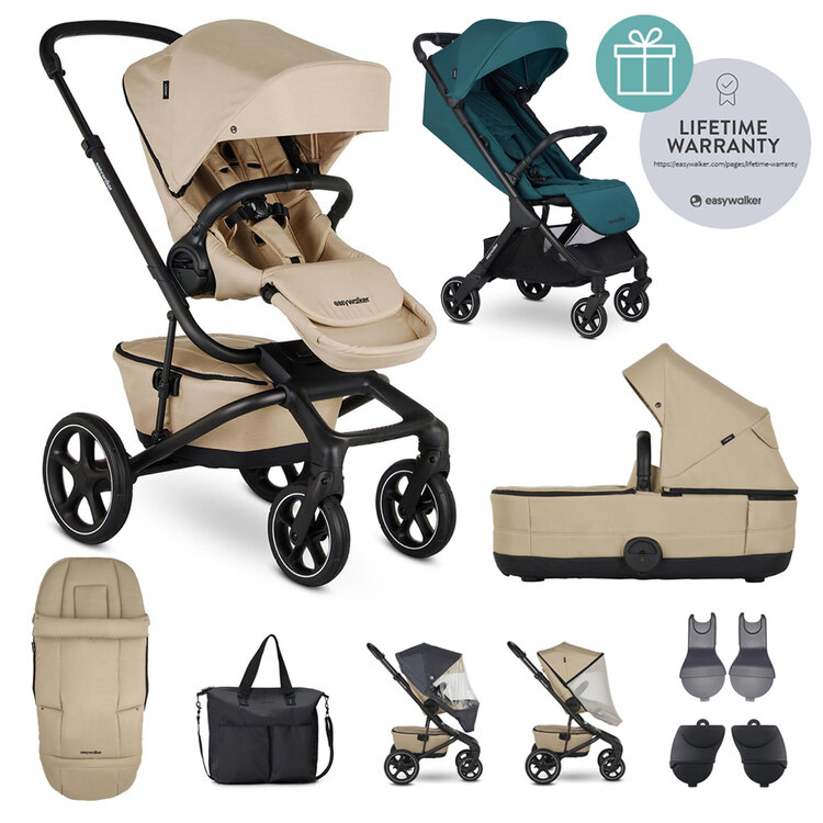 EASYWALKER Kočárek kombinovaný Jimmey Sand Taupe XXL RWS + Jackey Teal Green Easywalker