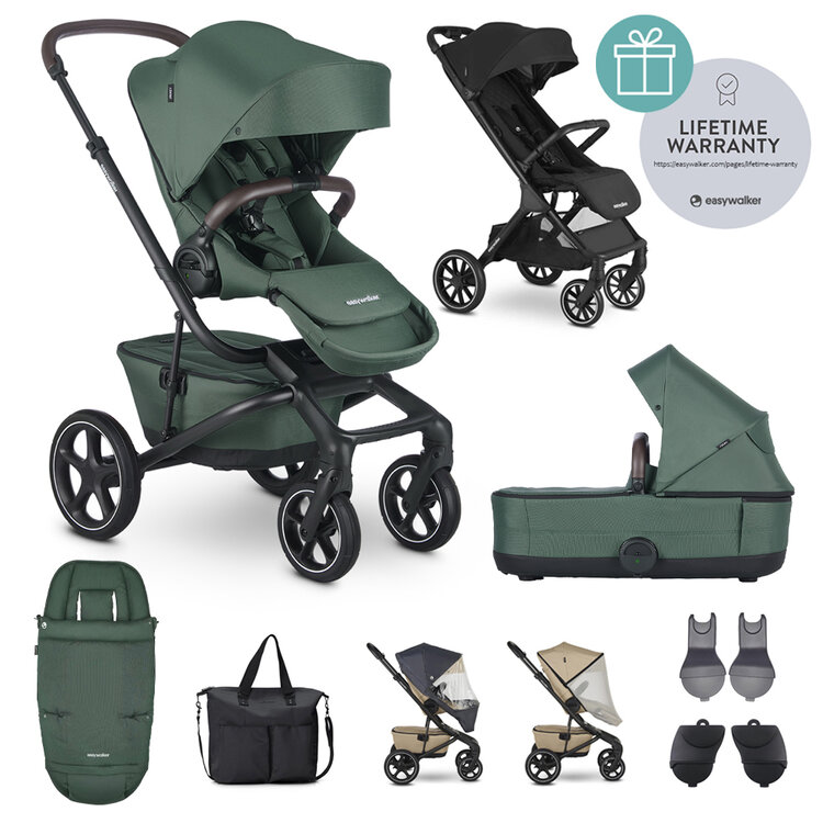 EASYWALKER Kočárek kombinovaný Jimmey Pine Green XXL RWS + Jackey XL Shadow Black Easywalker