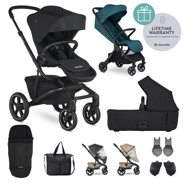 EASYWALKER Kočárek kombinovaný Jimmey Pepper Black XXL RWS + Jackey Teal Green Easywalker