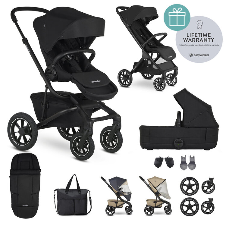 EASYWALKER Kočárek kombinovaný Jimmey Pepper Black XXL AIR + RWS + Jackey XL Shadow Black Easywalker