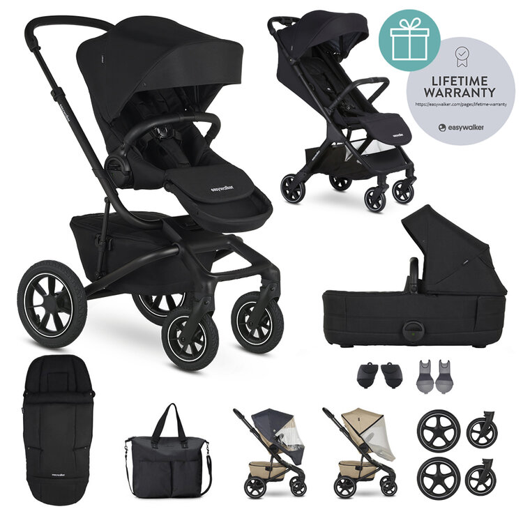 EASYWALKER Kočárek kombinovaný Jimmey Pepper Black XXL AIR + RWS + Jackey Shadow Black Easywalker