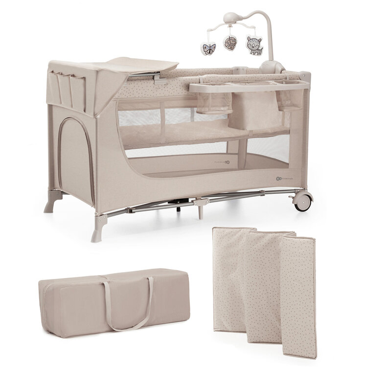 KINDERKRAFT Postýlka cestovní Joy 2 s doplňky Beige Kinderkraft