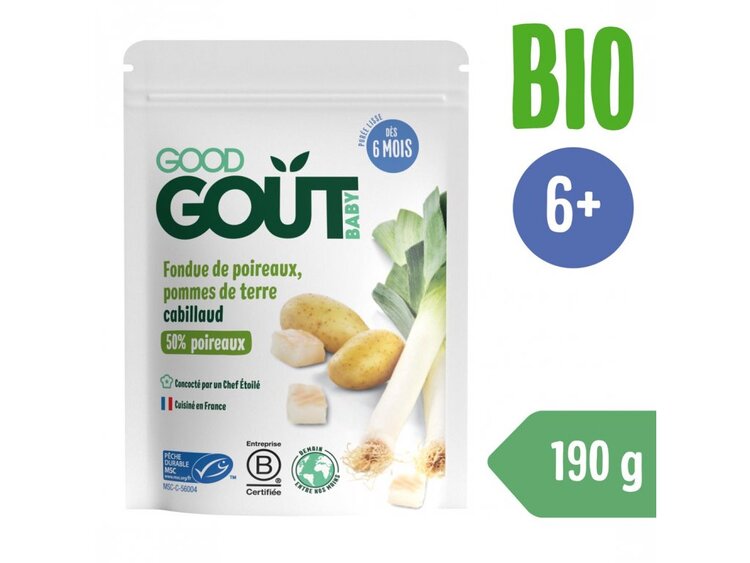 EXP: 17.08.2024 GOOD GOUT BIO Pórek s brambůrkem a treskou 190 g Good Gout