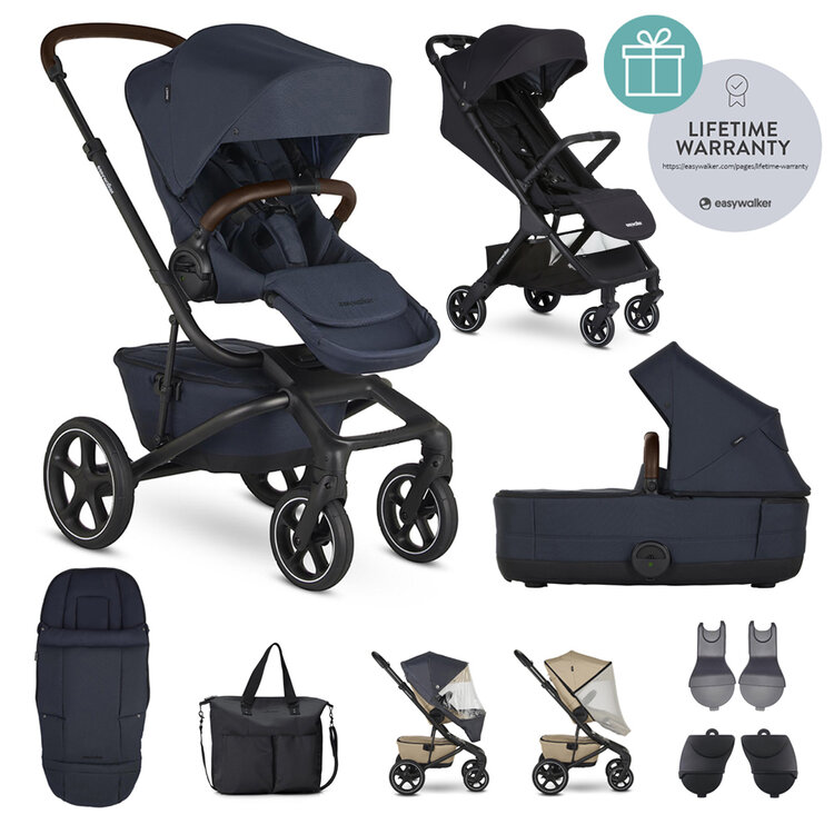 EASYWALKER Kočárek kombinovaný Jimmey Indigo Blue XXL RWS + Jackey Shadow Black Easywalker