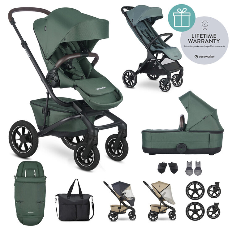 EASYWALKER Kočárek kombinovaný Jimmey Pine Green XXL AIR + RWS + Jackey XL Forest Green Easywalker