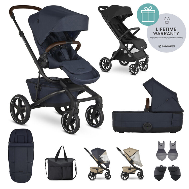 EASYWALKER Kočárek kombinovaný Jimmey Indigo Blue XXL RWS + Jackey XL Shadow Black Easywalker