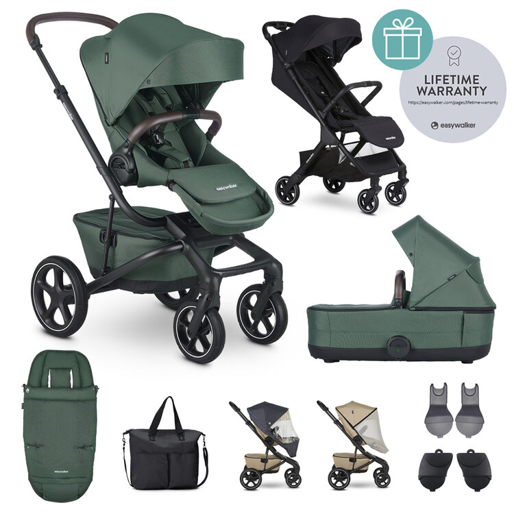 EASYWALKER Kočárek kombinovaný Jimmey Pine Green XXL RWS + Jackey Shadow Black Easywalker