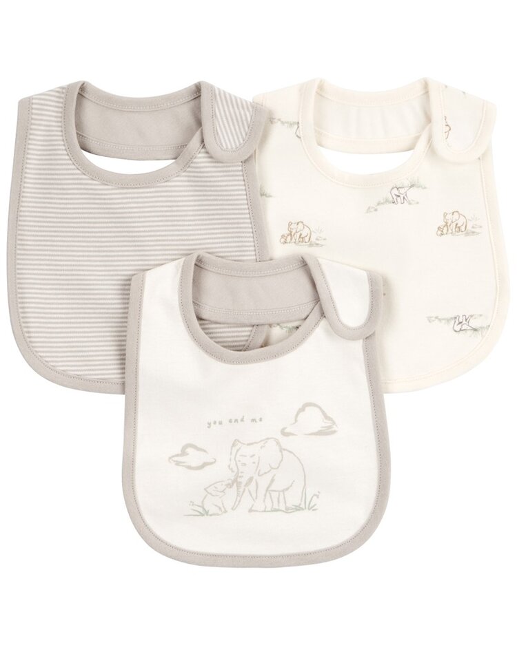 CARTER'S Bryndák Elephant Stripe neutral MFL 3ks Carter´s