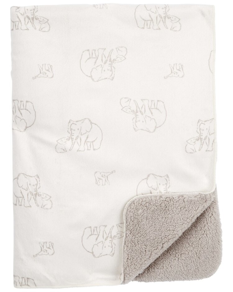 CARTER'S Deka sherpa beránek White-Grey Elephant neutral 80x110 cm Carter´s