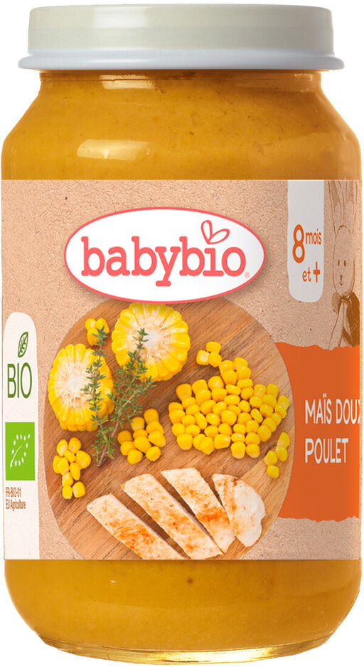 BABYBIO Bio sladká kukuřice s farmářským kuřecím masem 200 g Babybio