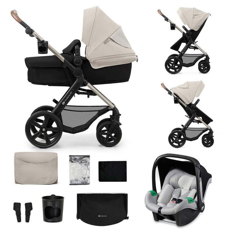 KINDERKRAFT Kočárek kombinovaný Moov 2 3v1 Moonlight Grey - pěnová kola Kinderkraft