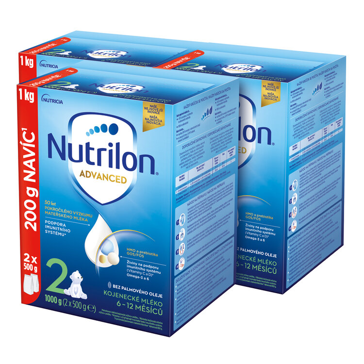 NUTRILON Mléko pokračovací kojenecké 2 Advanced od uk. 6. měsíce 3x1000 g Nutrilon