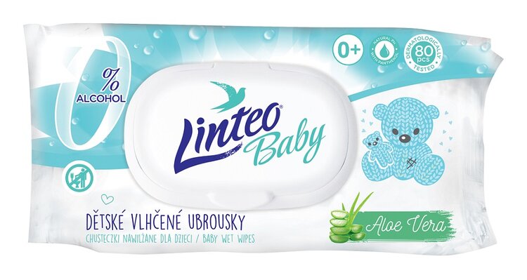 EXP: 01.11.2024 LINTEO BABY Vlhčené ubrousky s aloe vera (80 ks) LINTEOBABY