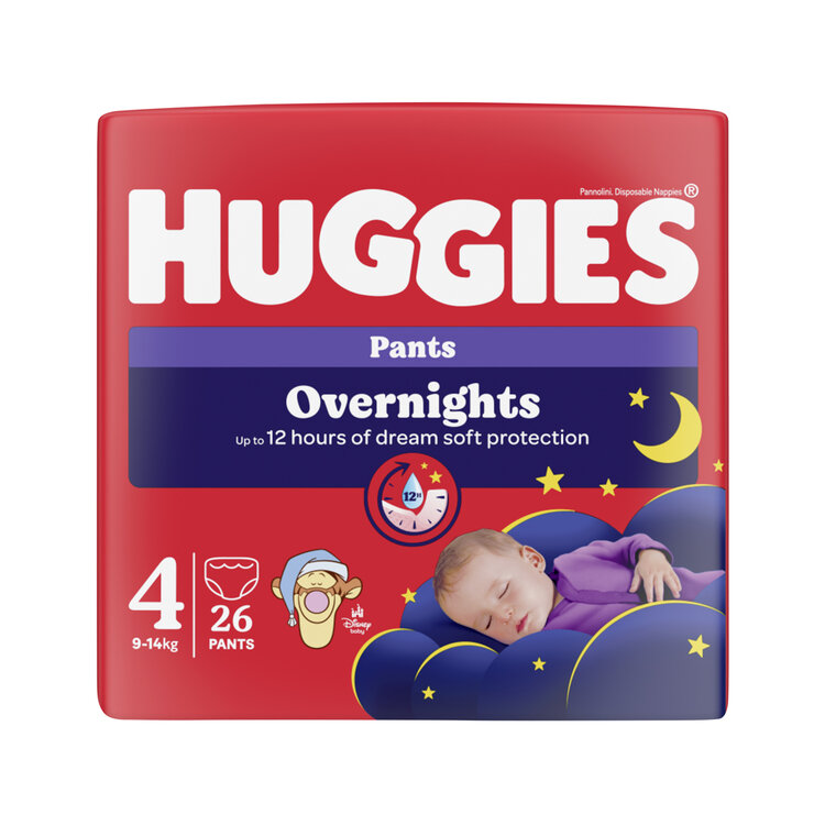 HUGGIES® Kalhotky plenkové noční Overnights Pants vel. 4 (9-14 kg)