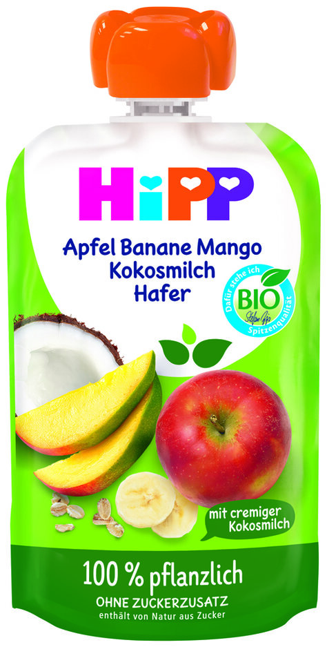 HiPP Jablko-Banán-Mango-Kokos-Oves 100% rostlinné BIO