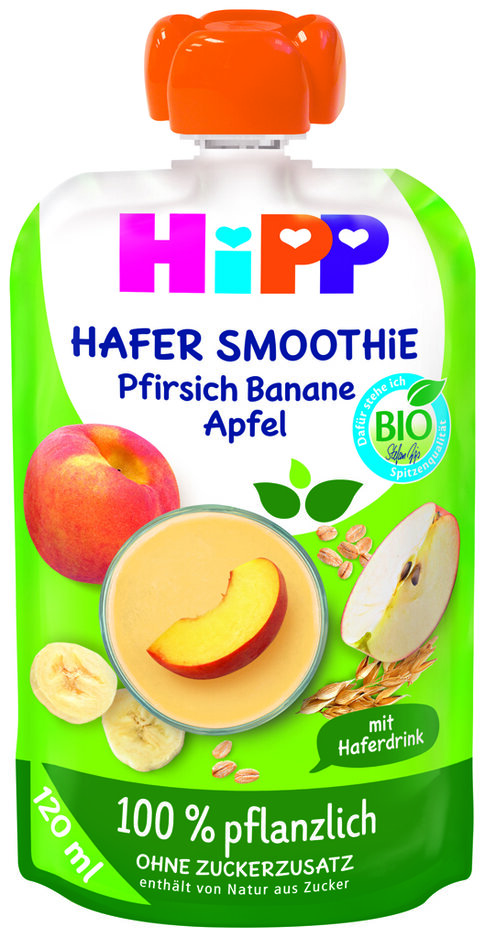 HiPP Smoothie ovesné – Jablko – Broskev – Banán 100% rostlinné BIO