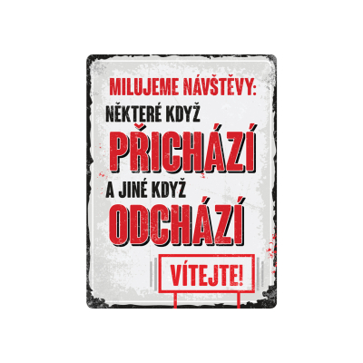 Plechová cedule - Milujeme návštěvy Postershop Postershop