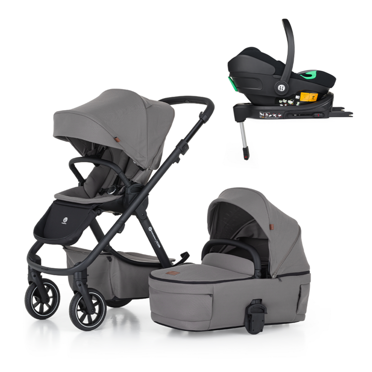 PETITE&MARS Kočárek kombinovaný ICON 2v1 Dove Grey LITE RWS + Core Pro i-Size Black Grey + Báze Petite&Mars