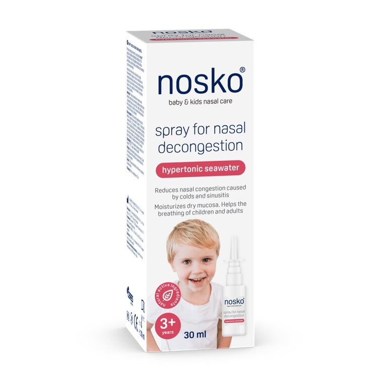 NOSKO Sprej na uvolnění ucpaného nosu - hypertonická mořská voda 30 ml Nosko