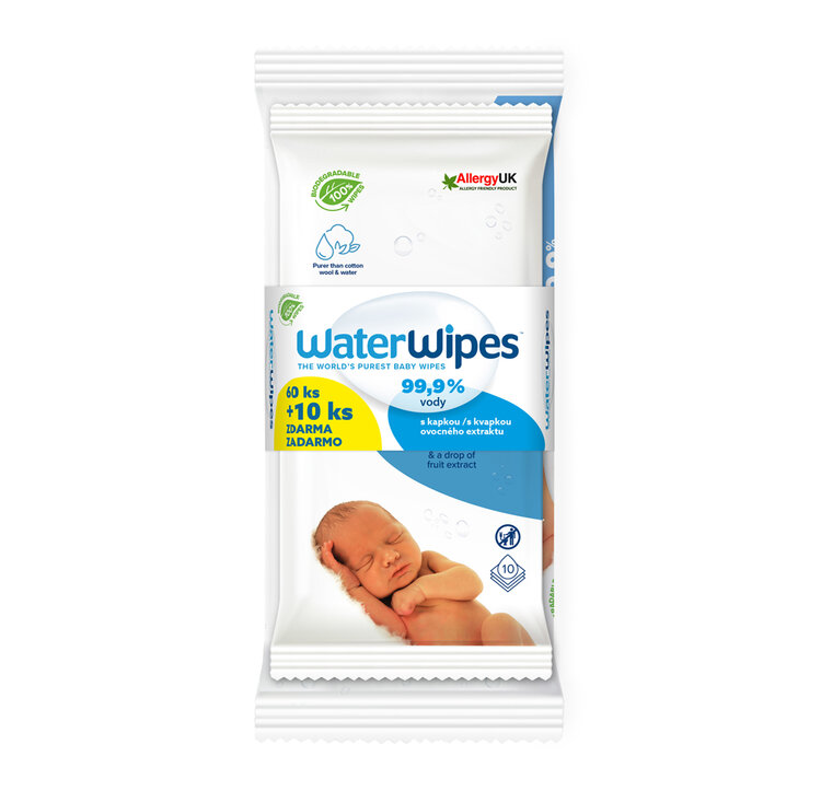 WATERWIPES 100% BIO odbouratené ubrousky 60+10 ks Waterwipes