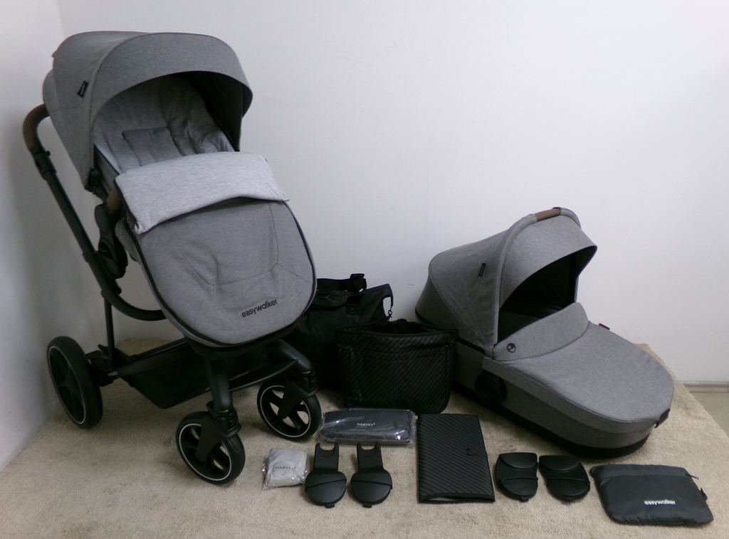 EASYWALKER Set XXL kočárek kombinovaný Harvey3 Exclusive Grey s příslušenstvím Easywalker